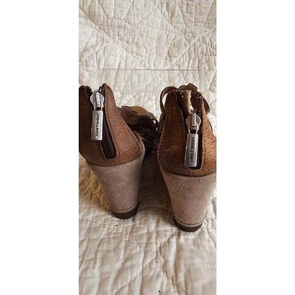 Janet Sport Platform Leather Wedge Gladiator Cage Sandal Heels EU 38 US 7.5 90s - Picture 5 of 8